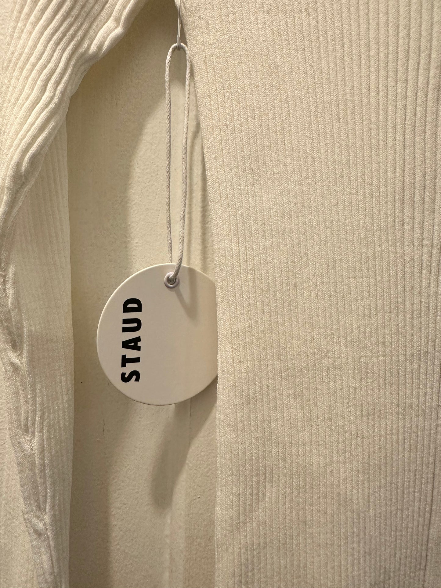 Staud Long Sleeve Knit Dress in Cream and Brown Sz L NEW