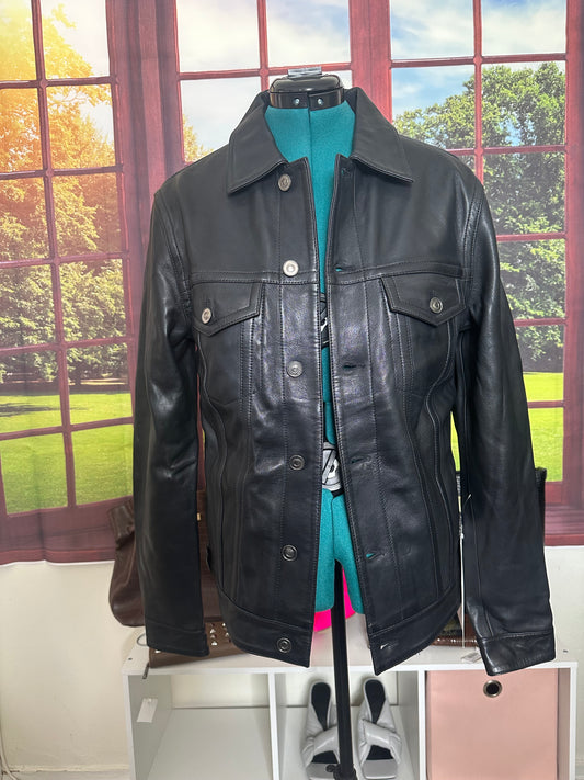 NWOT Sample black Moto 100% Lamb Leather jacket sz M