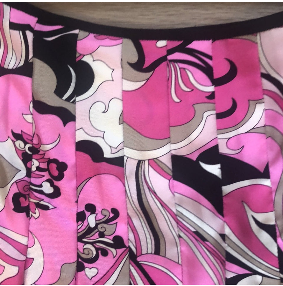 Elie Tahari 100% silk pink floral skirt sz 14