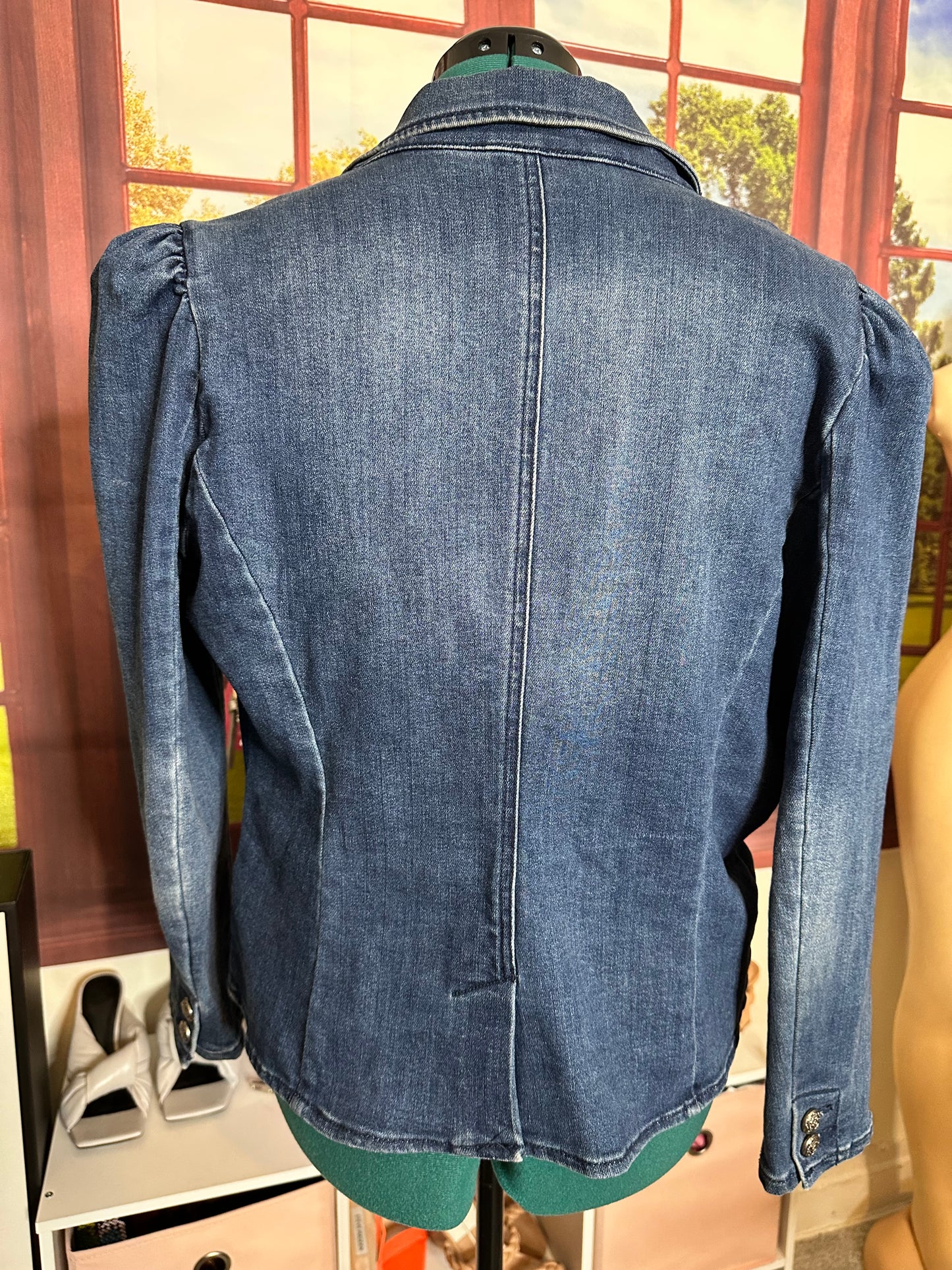 INC Denim Jacket w/ puff sleeves sz PXL