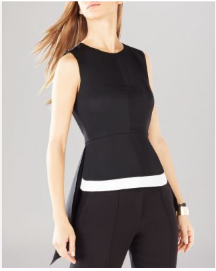 BCBGMaxazaria B/W Hi Lo Sleeveless Top sz M