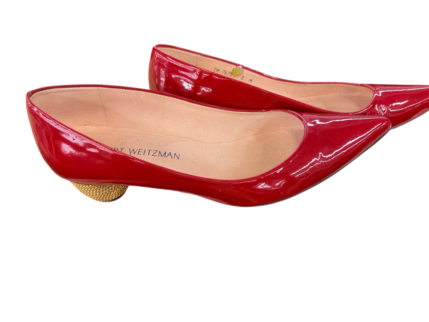 Stuart Weitzman Red Patent Pump With Gold Chain Heel sz 8