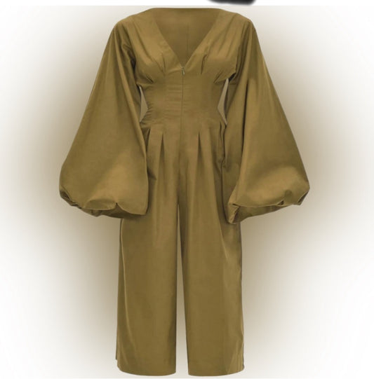 NEW Andrea Iyamah Olive Green Culotte Jumpsuit