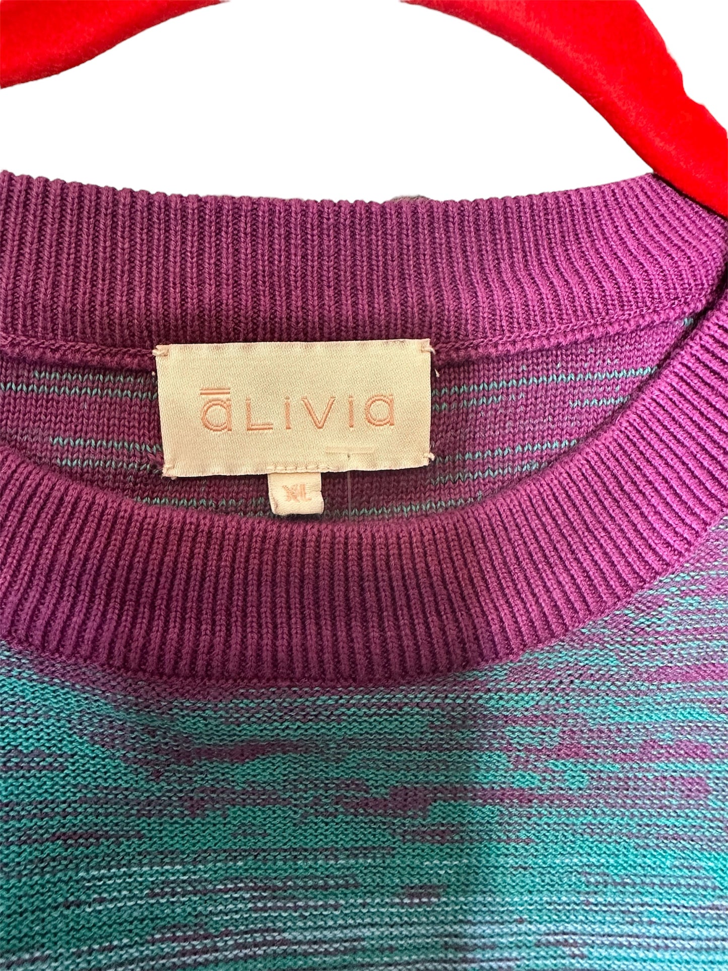 Alivia Marybeth Purple/Orange Sweater with raised embroidery sz XL
