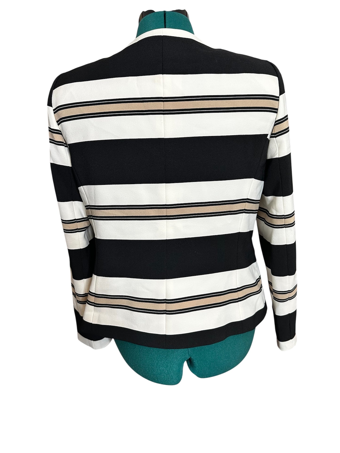 Tahari Black/White/Gold Stripe Blazer Sz 8