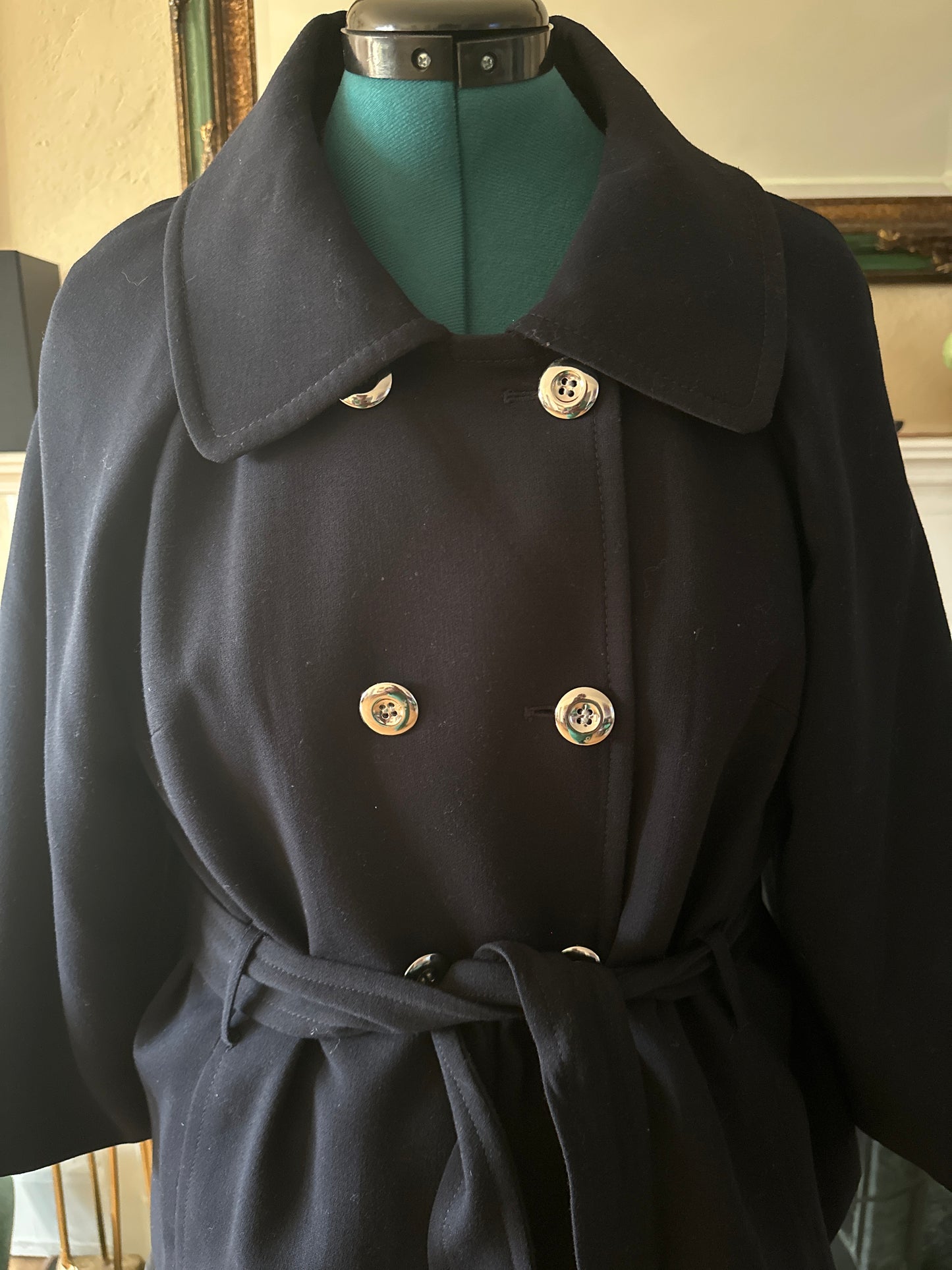 Tahari Navy Double Breast Blazer with belt sz 14