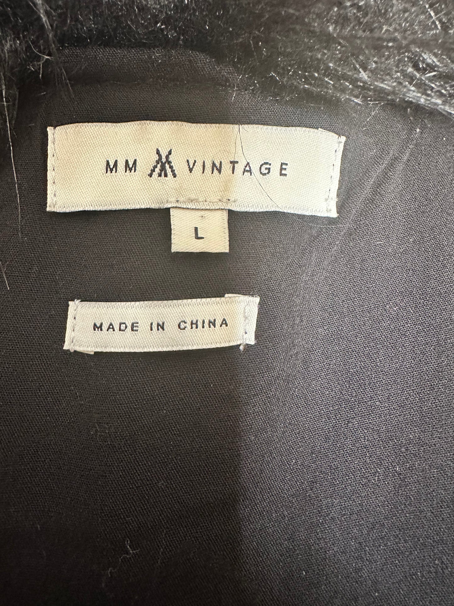 MM Vintage Black vest with faux fur trim and gold accents sz L