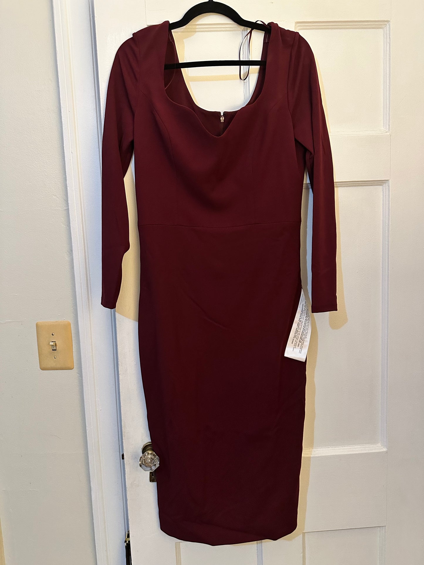 Dress the Population Wine Color Long Sleeve Dress Sz L- NEW