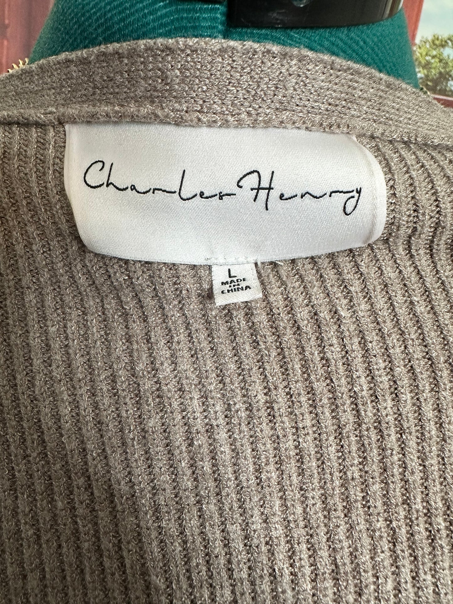 Charles Henry Taupe Sweater Dress with Balloon sleeves sz L