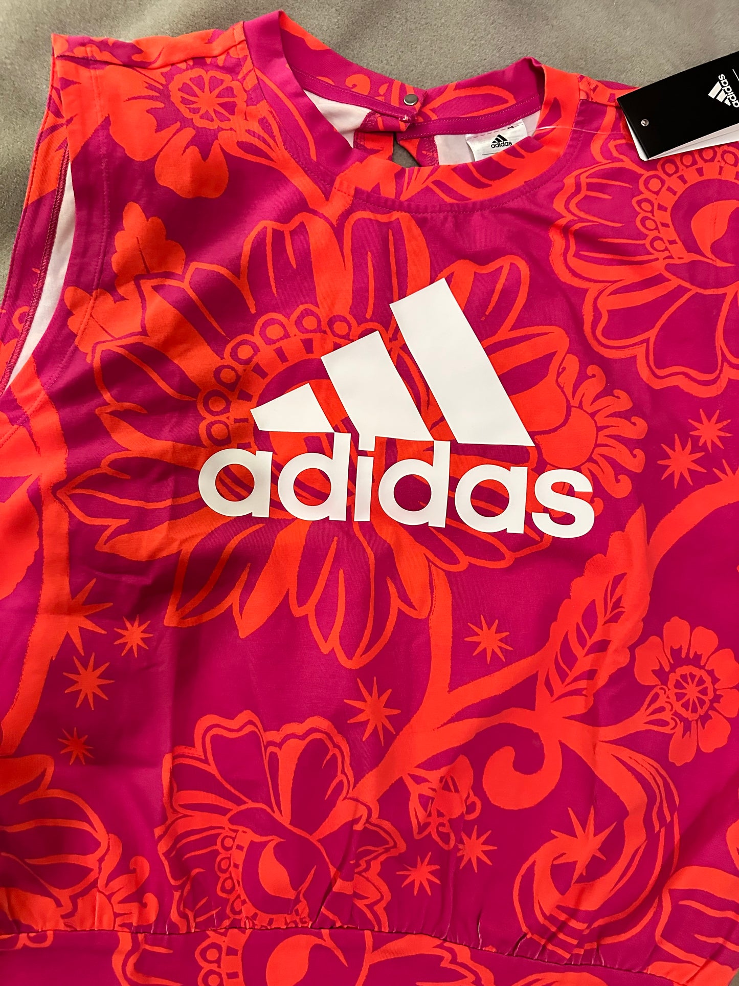 NWT Adidas x Farm Rio Pink and Orange Bodysuit Sz L