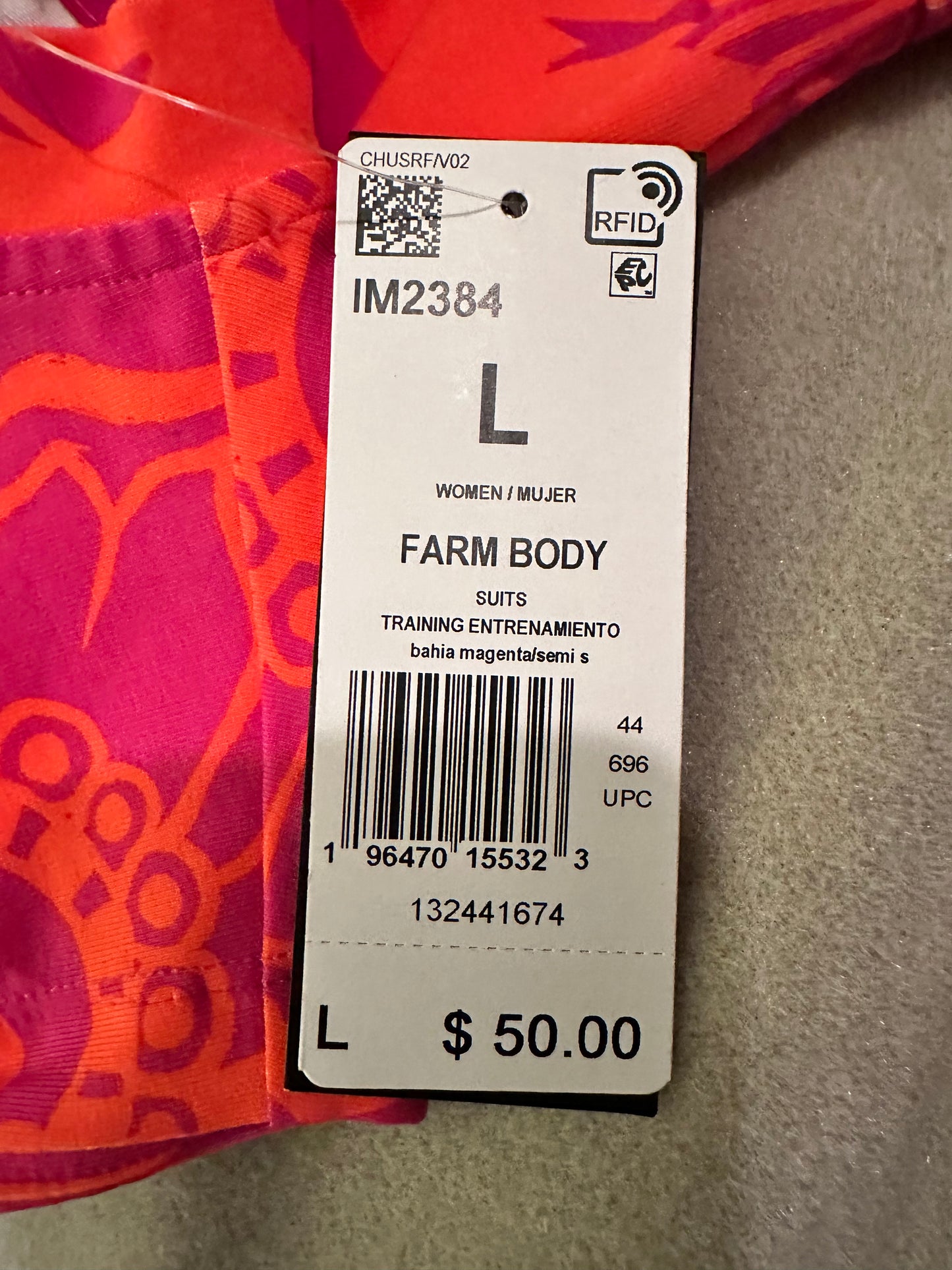 NWT Adidas x Farm Rio Pink and Orange Bodysuit Sz L