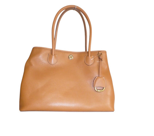 Lauren Ralph Lauren Millbrook Market Cognac Pebble leather Tote