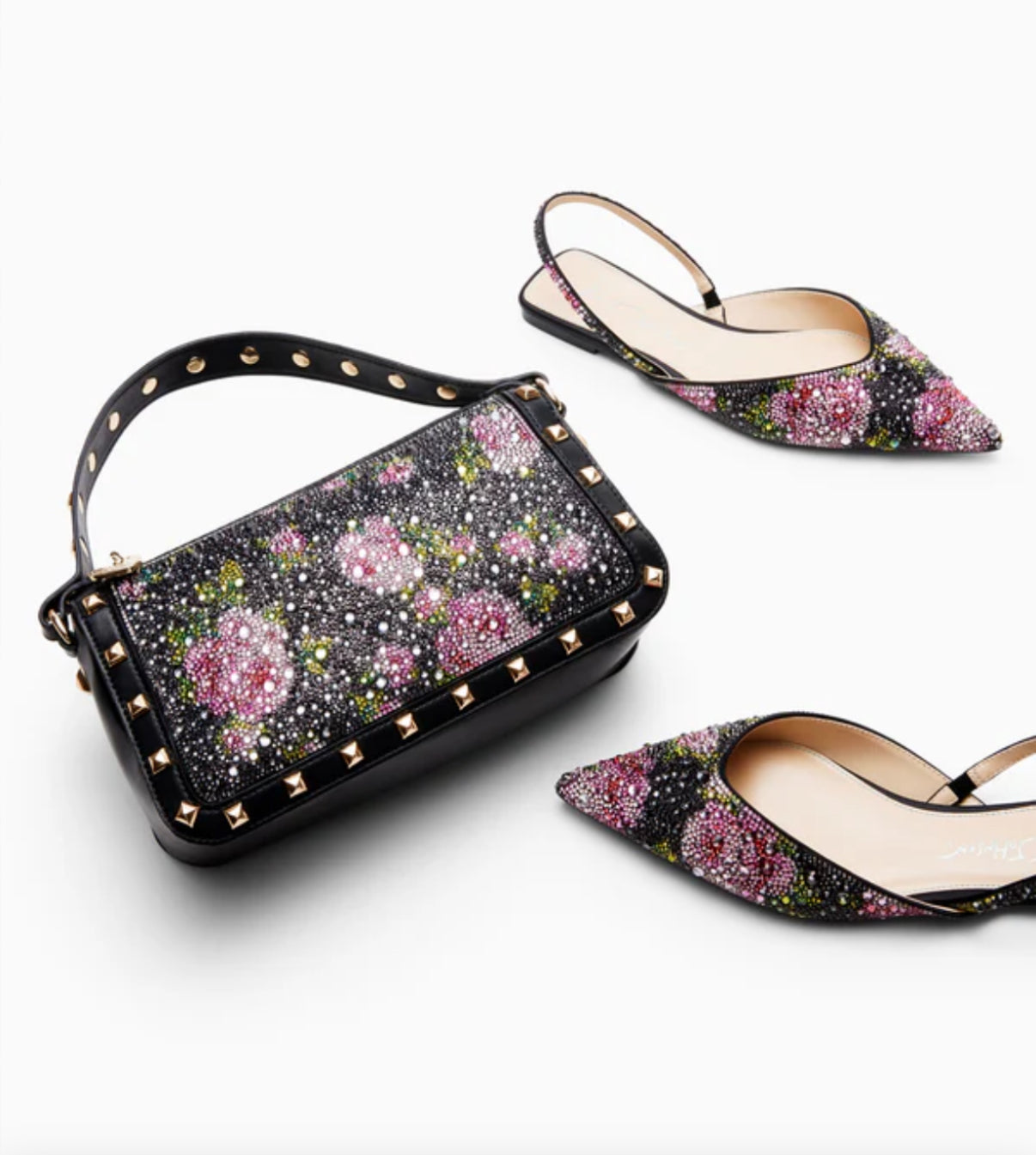 Betsey Johnson  Rhinestone Top Zip Floral