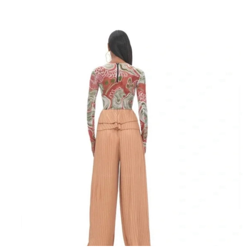NWT Andrea Iyamah Pleated wide leg pants in Toffee various sizes