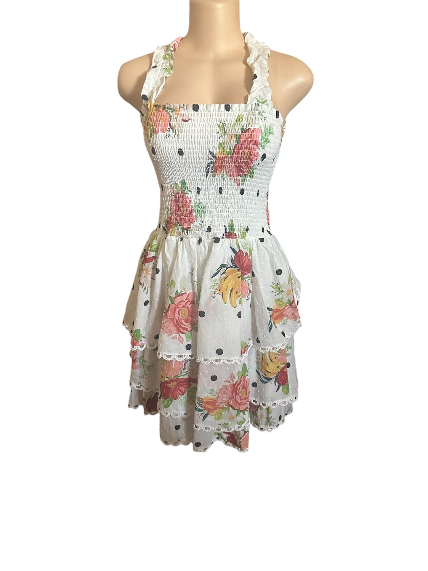 Farm Rio White Nanaju Midi Ruffle Dress Sz M