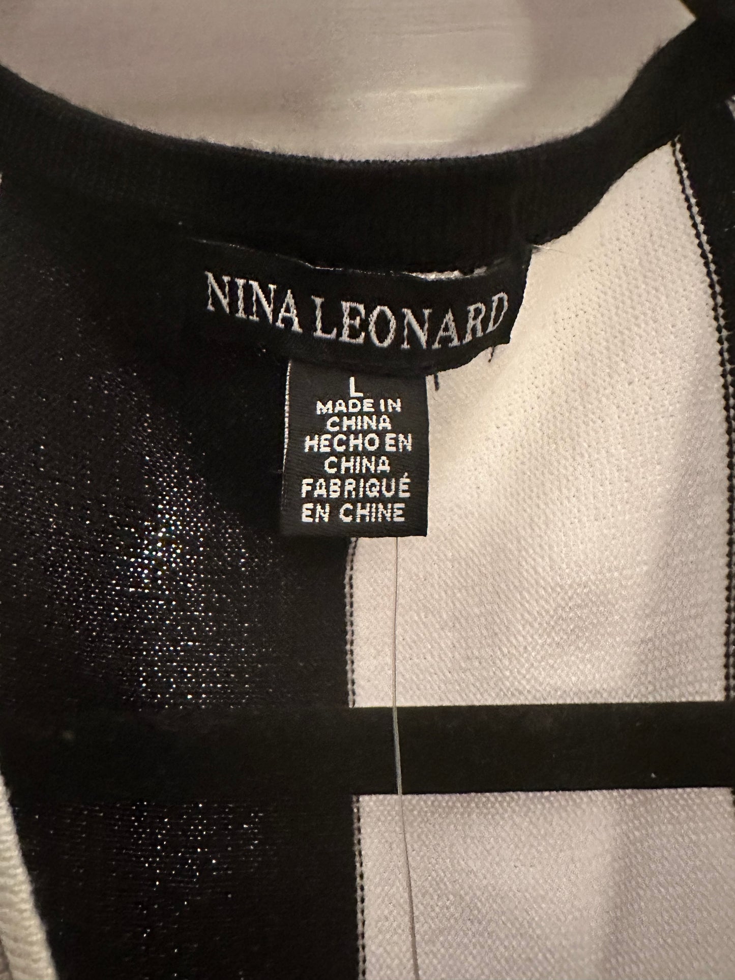 NWT Nina Leonard B/W Sweater dress sz L
