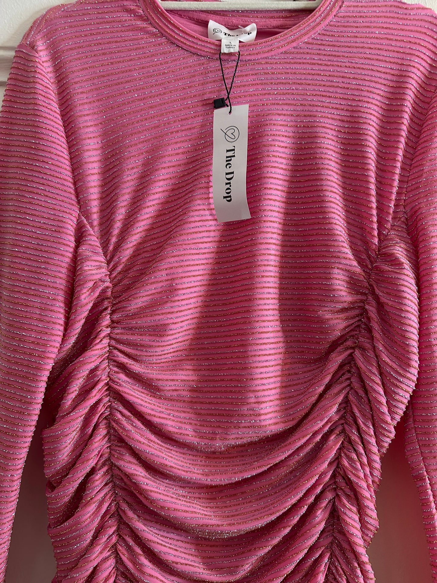 NWT The Drop Pink Sparkle Dress Sz L