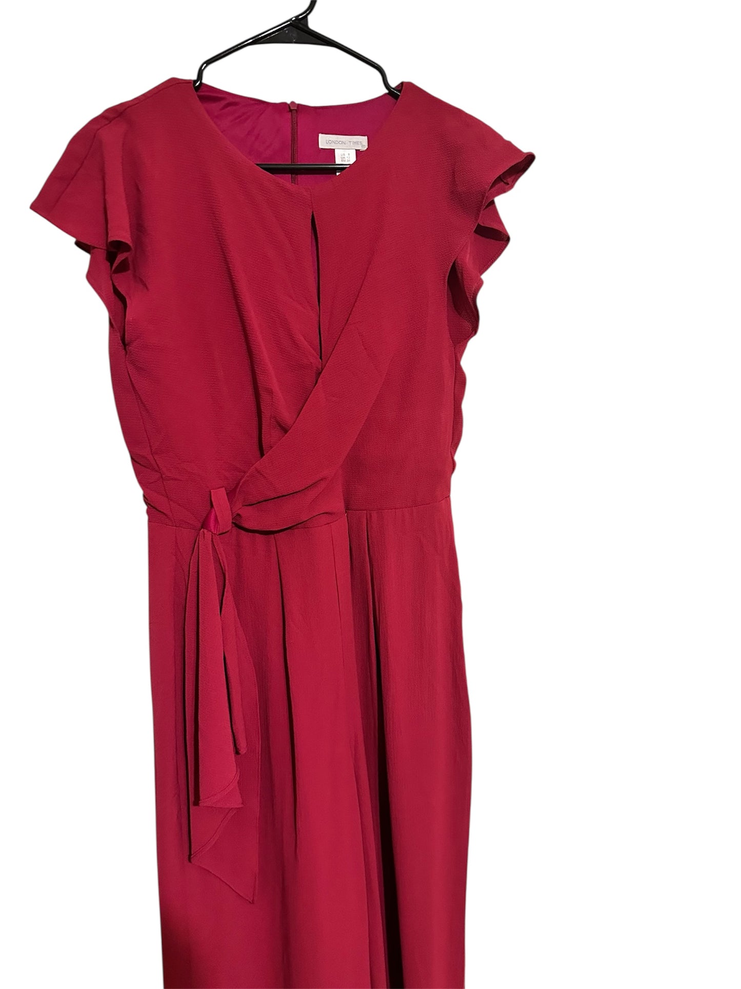London Times Sleeveless Wine Jumpsuit Sz 8