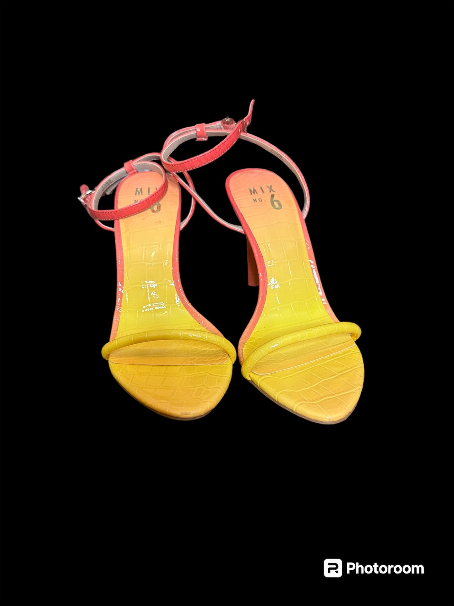 Mix No 6 orange/yellow ankle strap sandals sz 8.5
