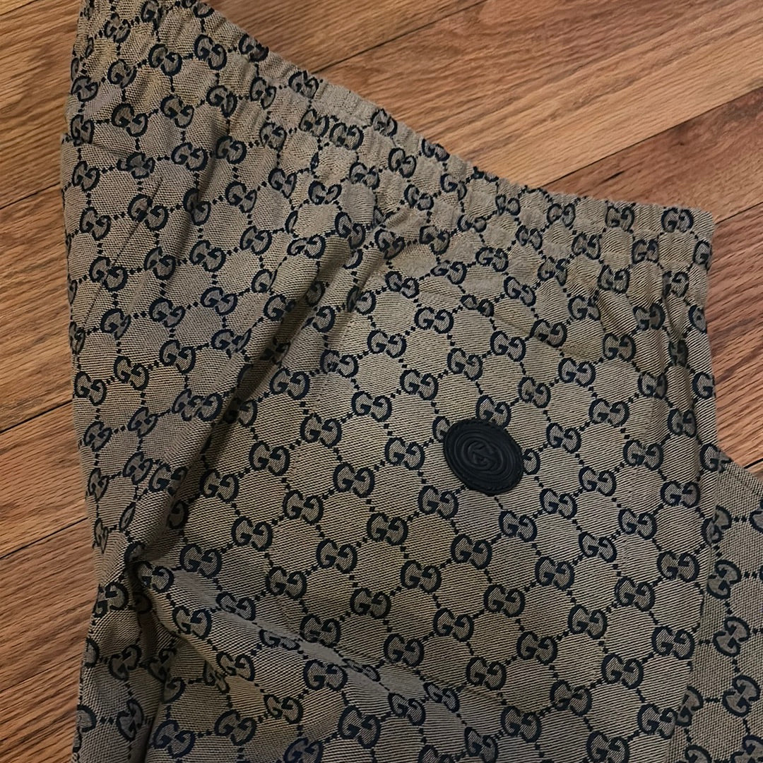 GG Canvas Pants with leather interlocking G Sz 44