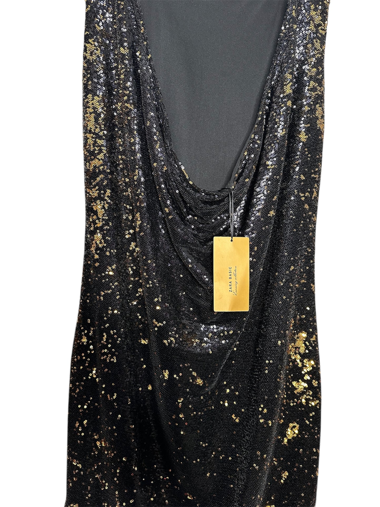 Zara Basic black & Gold button down dress