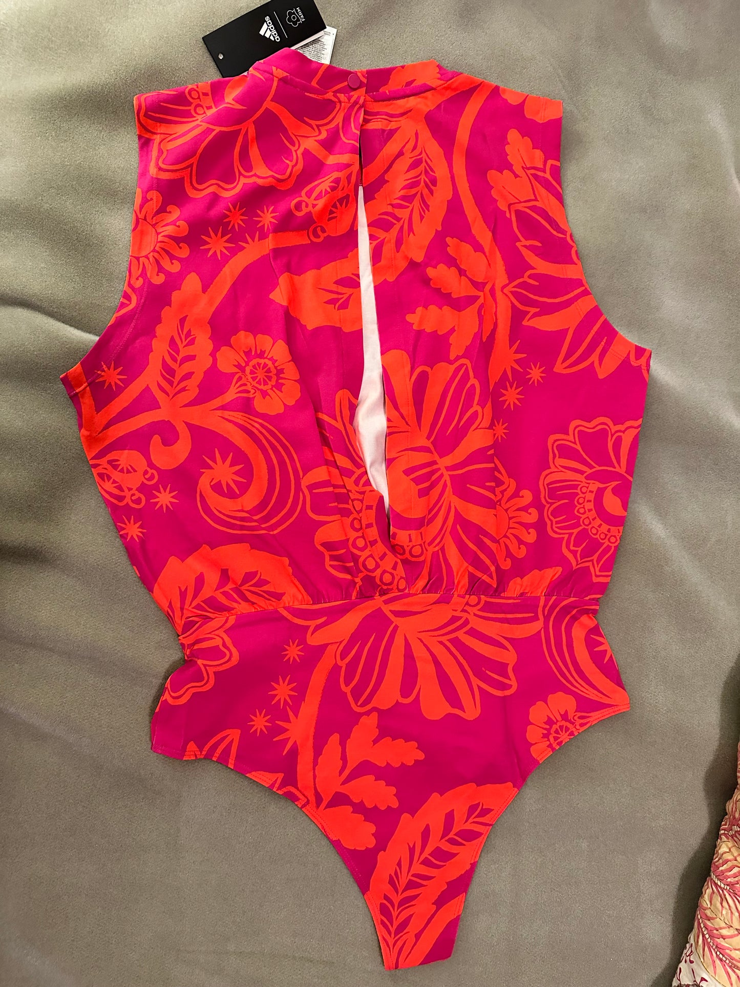 NWT Adidas x Farm Rio Pink and Orange Bodysuit Sz L