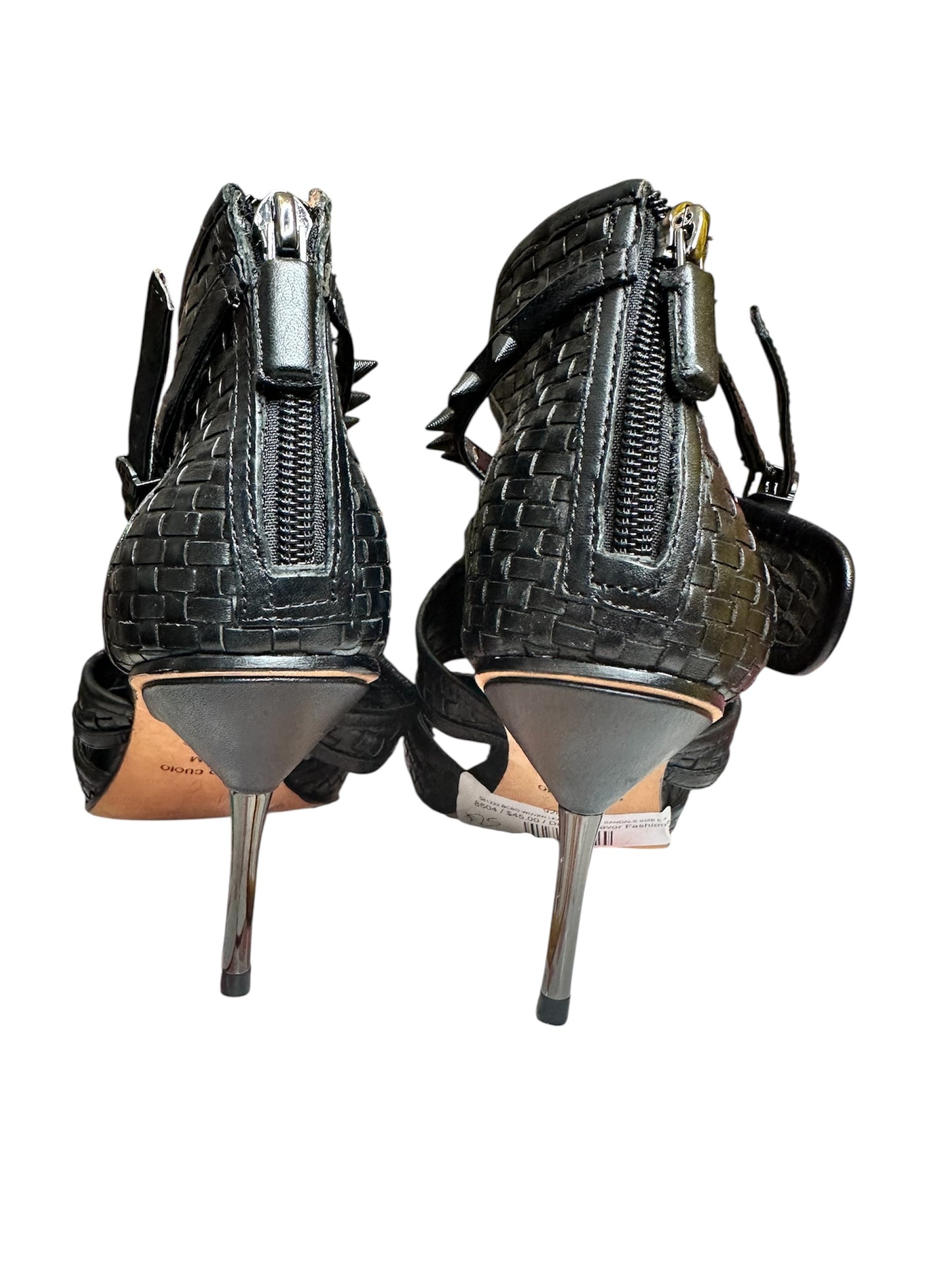 BCBGMaxaria Black leather Stiletto sandals Spikes Sz 6.5