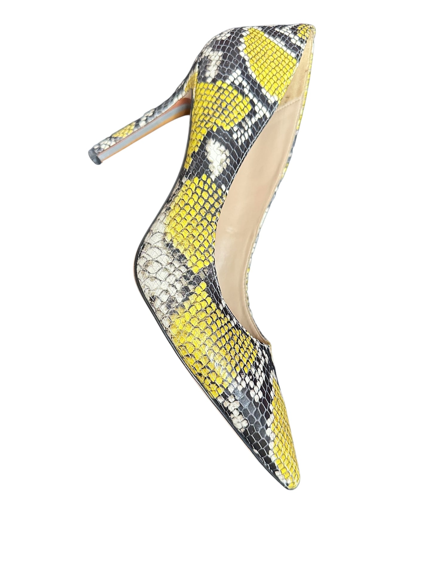 Sam Edelman, Hazel, yellow and black snake print leather pumps size 11