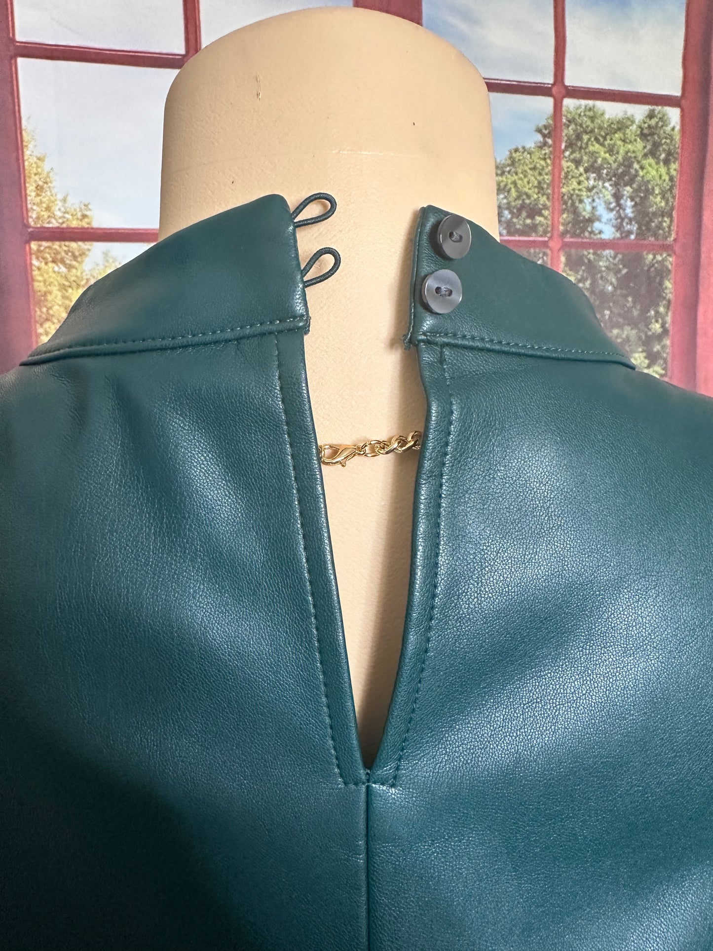 NWT Ann Taylor green faux leather top sz L