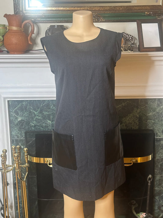 J Crew grey dress w/ faux leather pockets sz 6