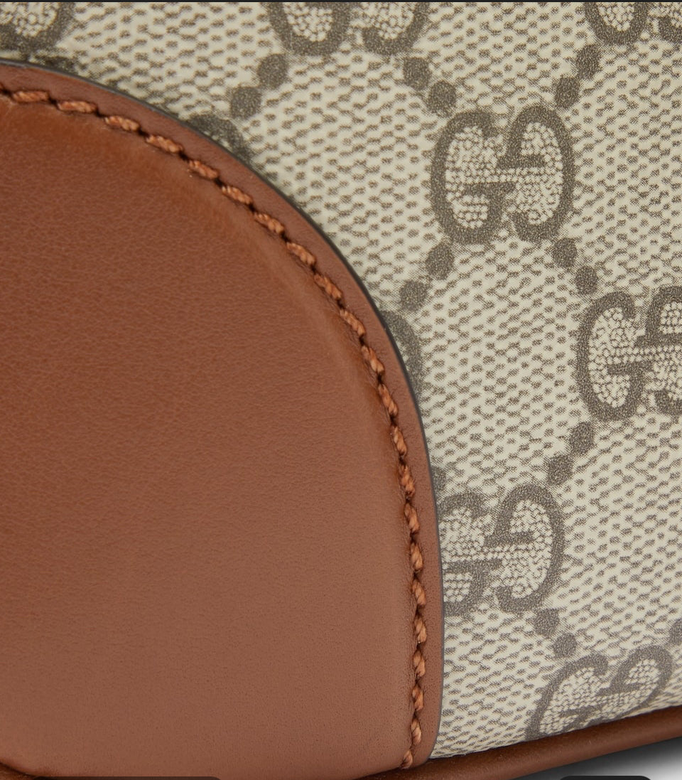 Gucci GG Emblem Medium Tan and Brown Leather Belt Bag Authentic and NWT