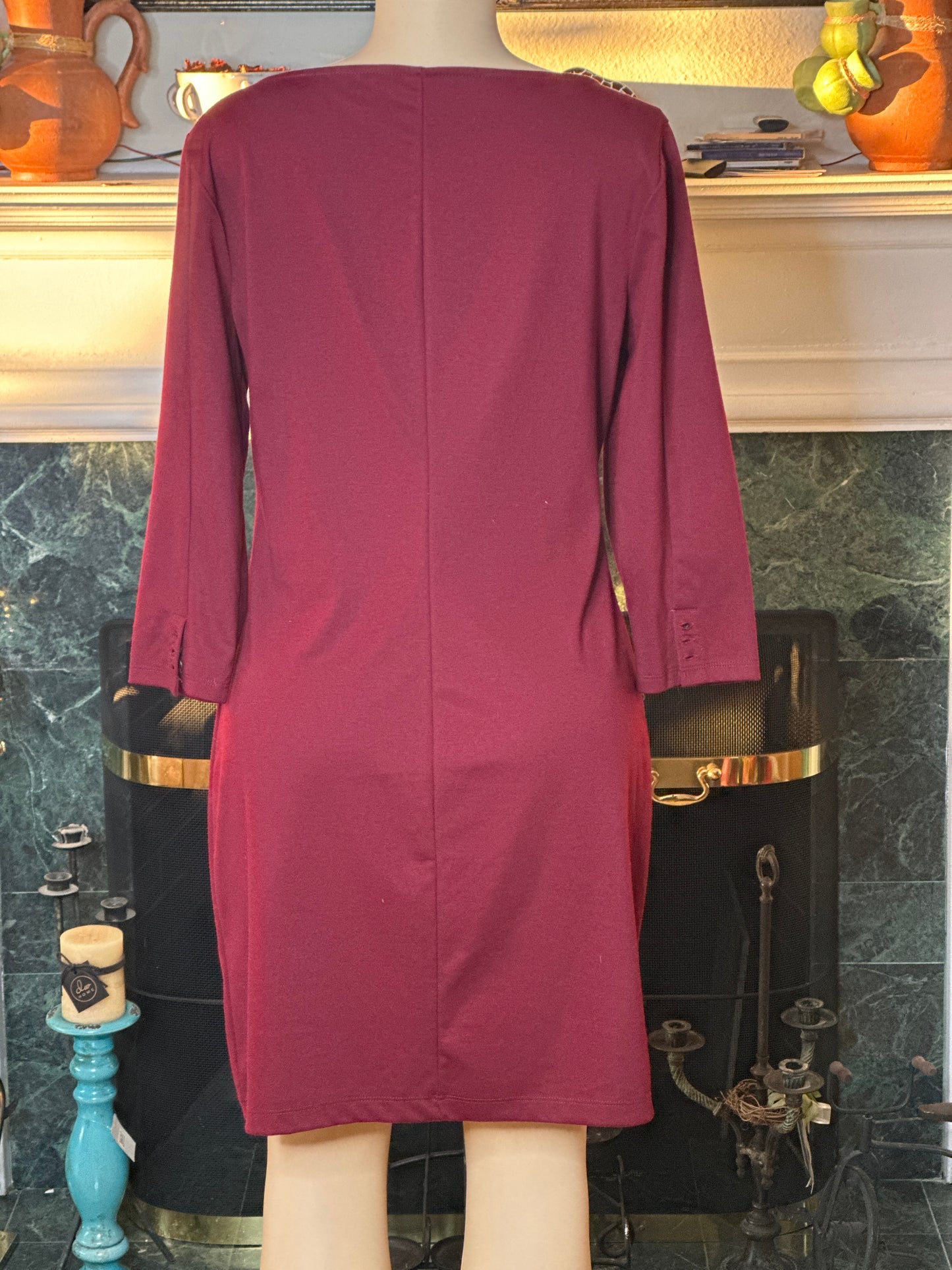 Old Navy Wine Dress 3/4 Sleeves sz L