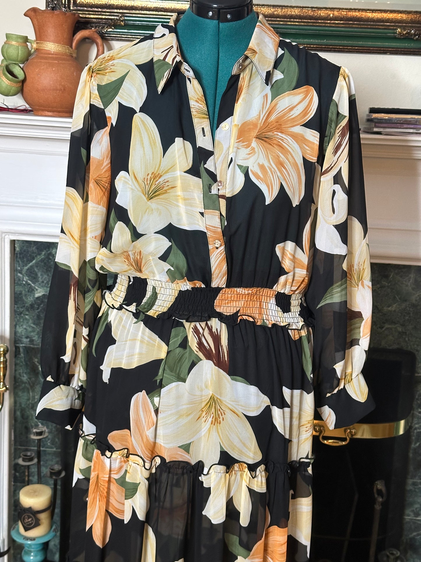 En Focus Fall Colors Maxi Dress sz 14