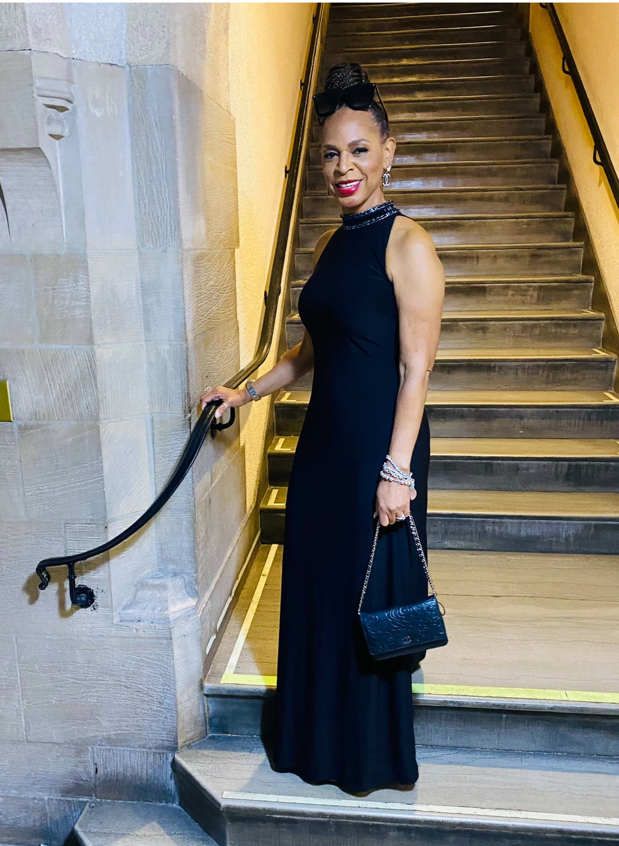 Laundry black evening dress size M razor cut back (pre-love)