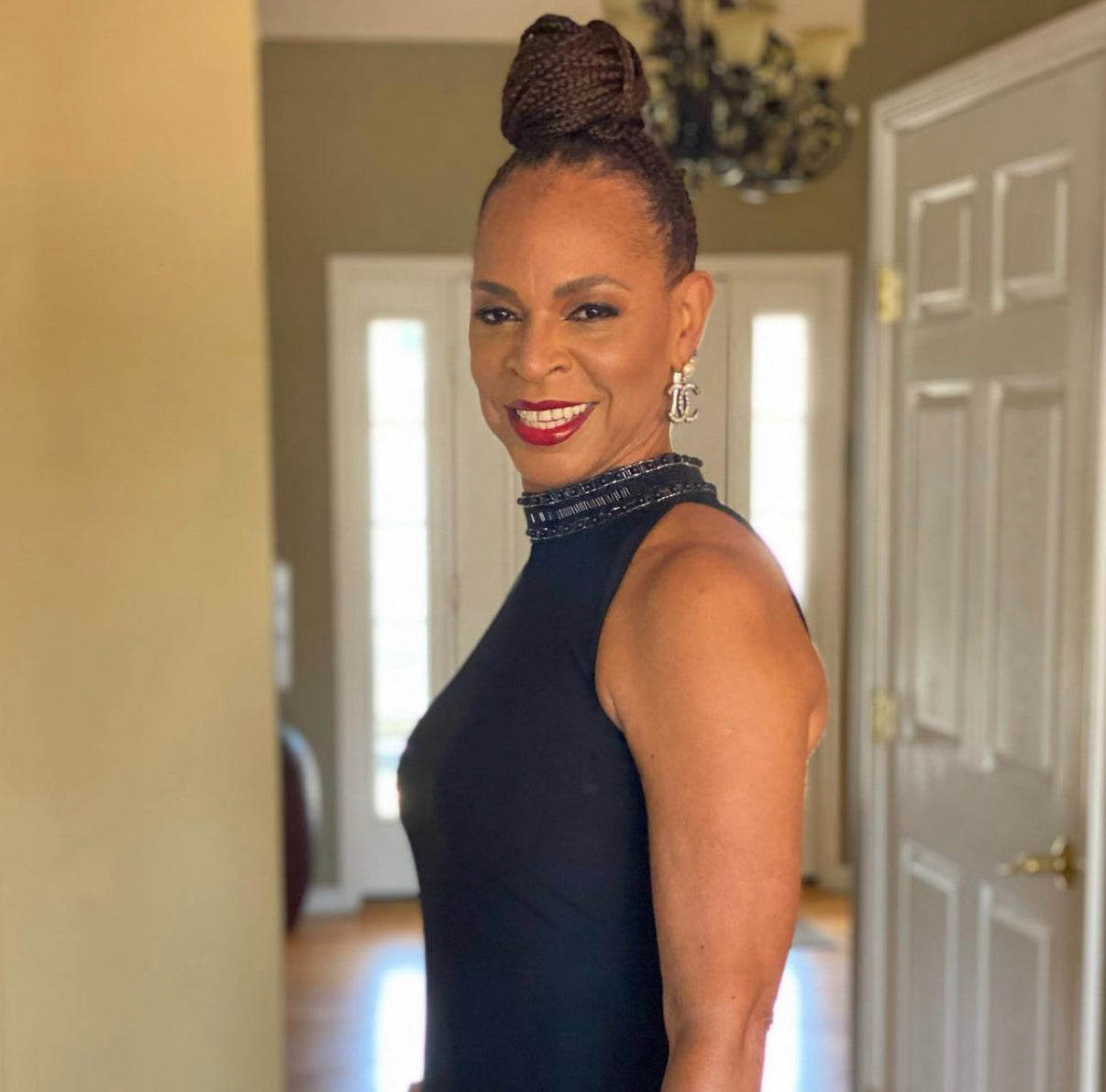 Laundry black evening dress size M razor cut back (pre-love)