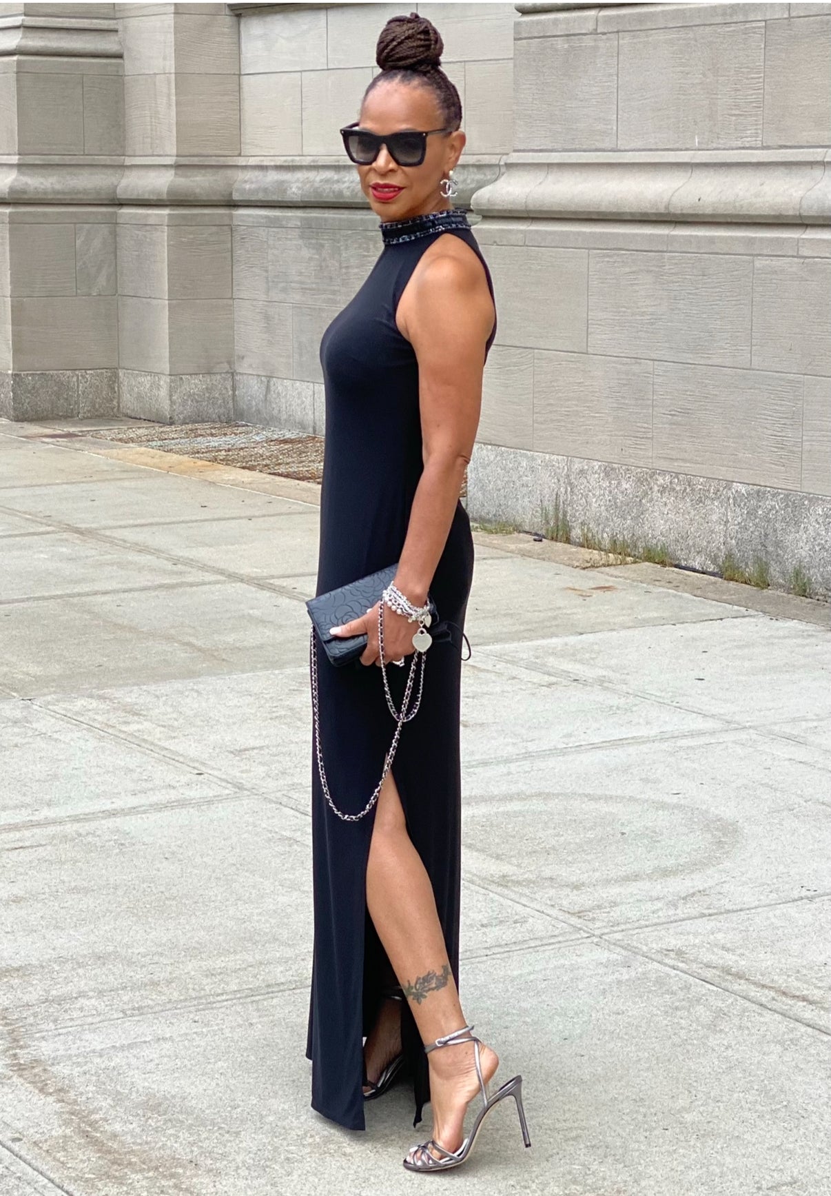 Laundry black evening dress size M razor cut back (pre-love)