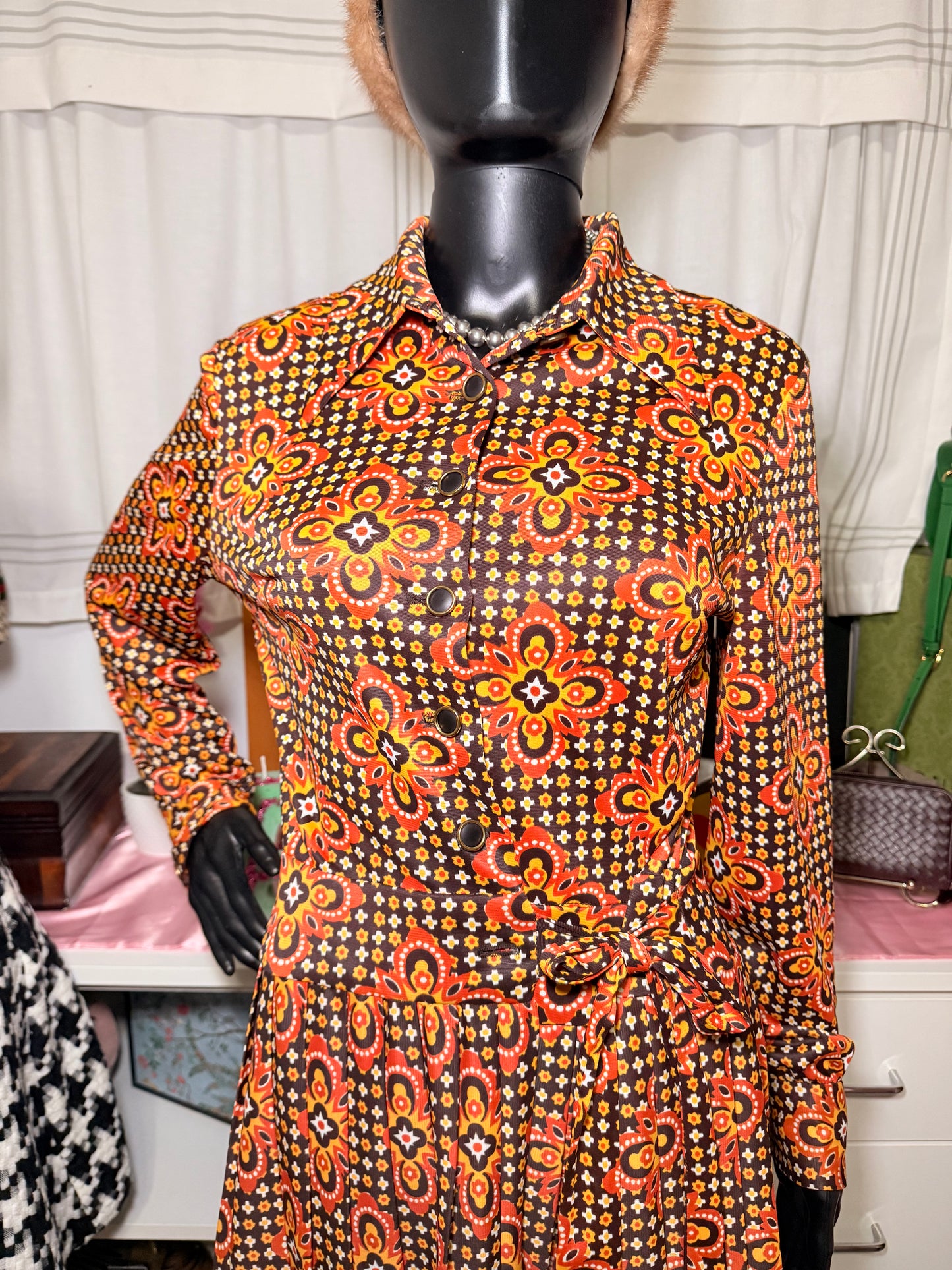 Peck & Peck brown and gold dress Sz 10