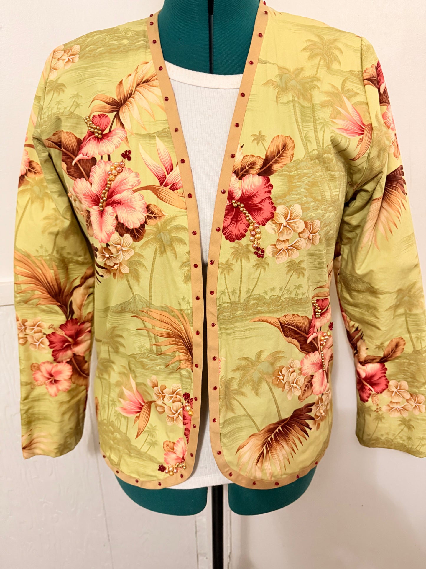 NO LABEL MULTI COLOR BEADED REVERSIBLE JACKET SZ L-XL