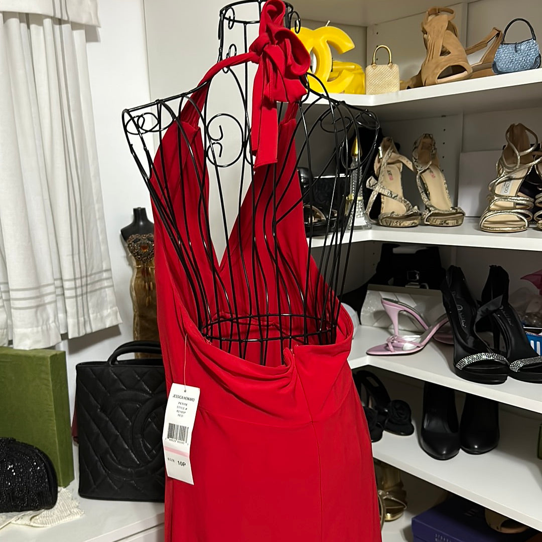 David Bridal red Sz 10P NWT halter