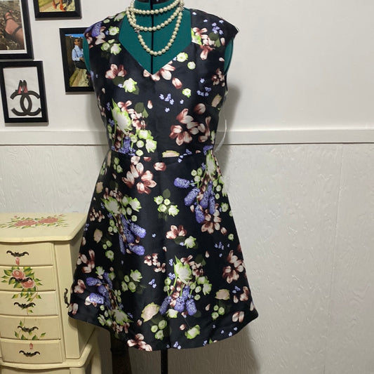 JM Studio Black Multi Color floral  Dress Sz10 NWT