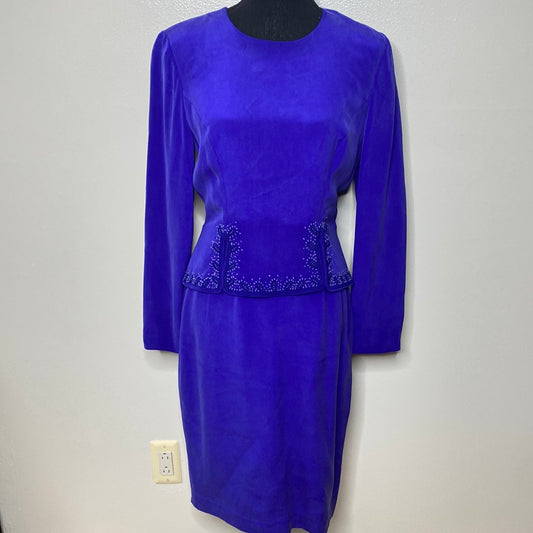 PURPLE 100% SILK DRESS W/ BEADING SZ 4