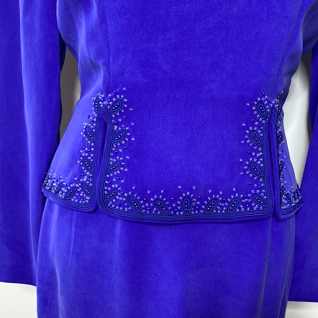 PURPLE 100% SILK DRESS W/ BEADING SZ 4