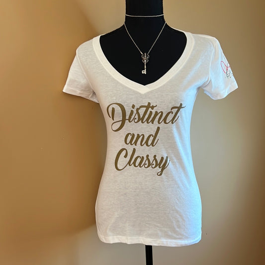 Distinct And Classy V Neck Wht  T