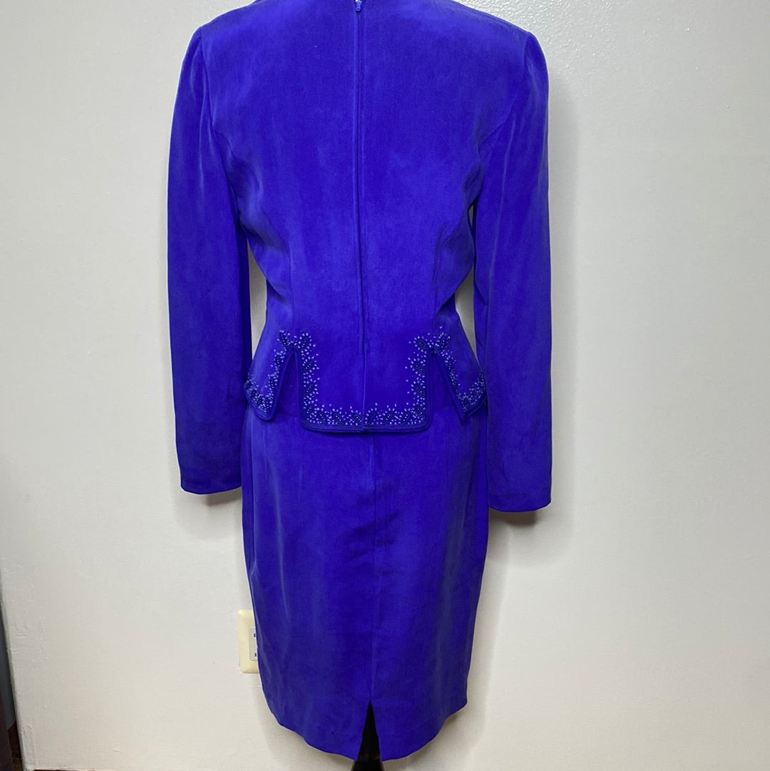 PURPLE 100% SILK DRESS W/ BEADING SZ 4