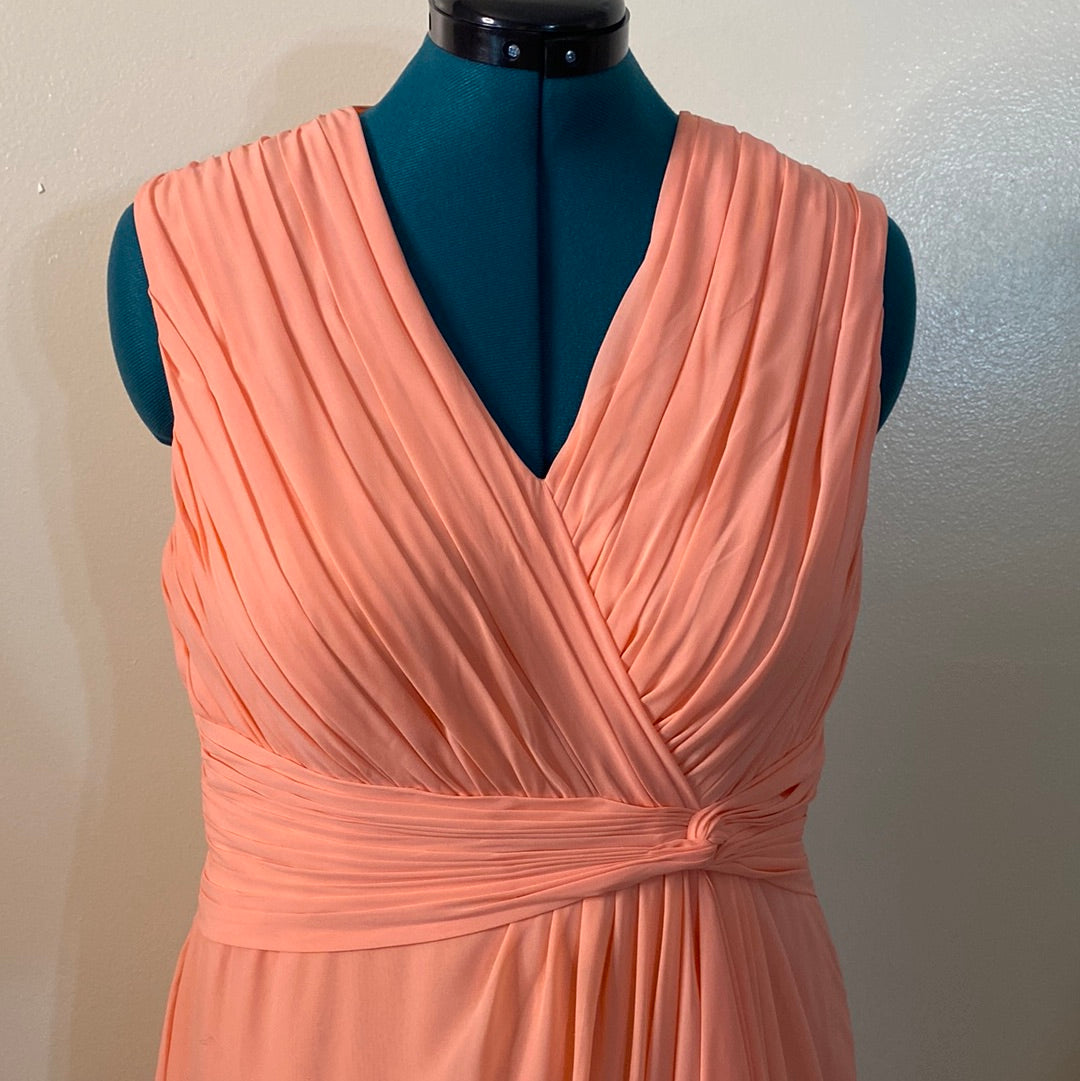 911 AZAZIE PEACH CHIFFON EVENING COCKTAIL DRESS SZ 14