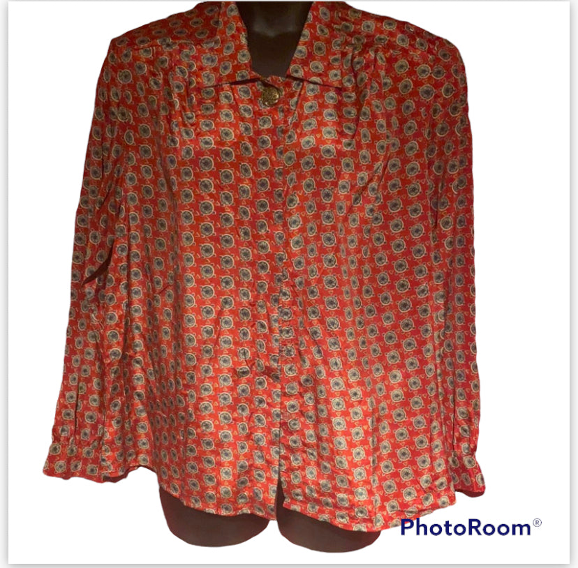 040122 NOTATIONS  RED PRINT BLOUSE SZ 18W