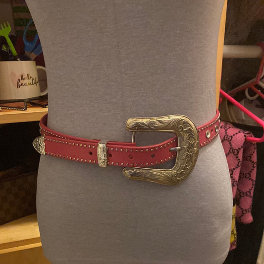 022822D Big Buckle FUCHSIA Belt silver HW  Sz L