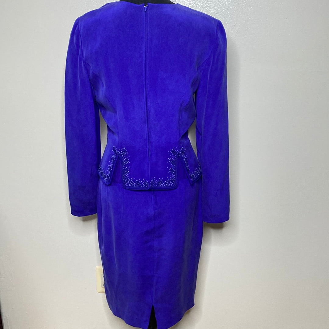 PURPLE 100% SILK DRESS W/ BEADING SZ 4