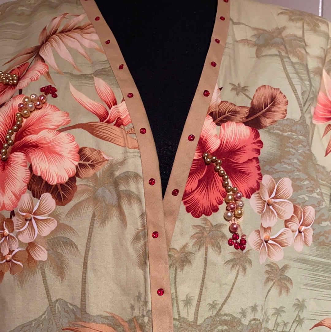 NO LABEL MULTI COLOR BEADED REVERSIBLE JACKET SZ L-XL