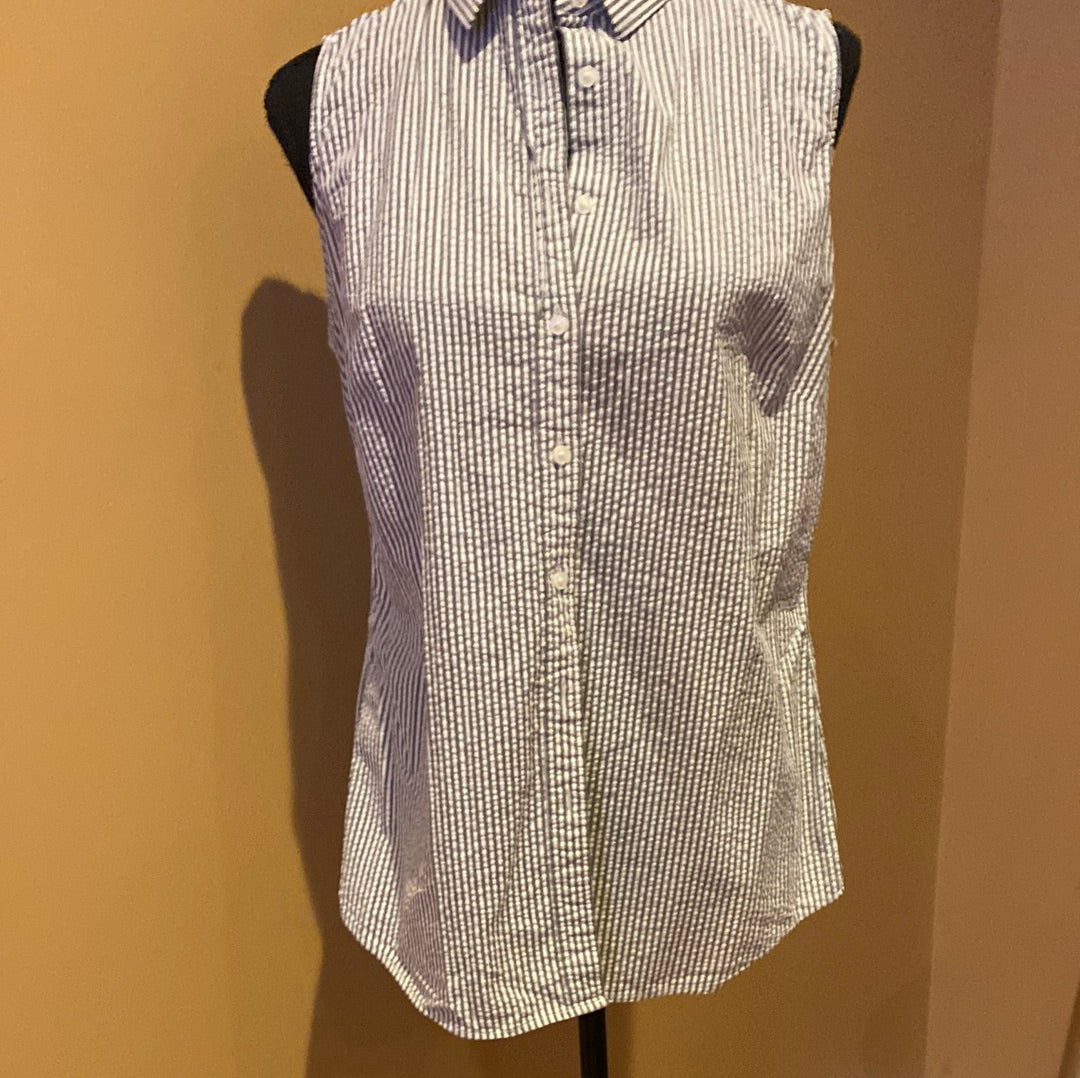 312 Banana Republic stripe seersucker top Sz 4